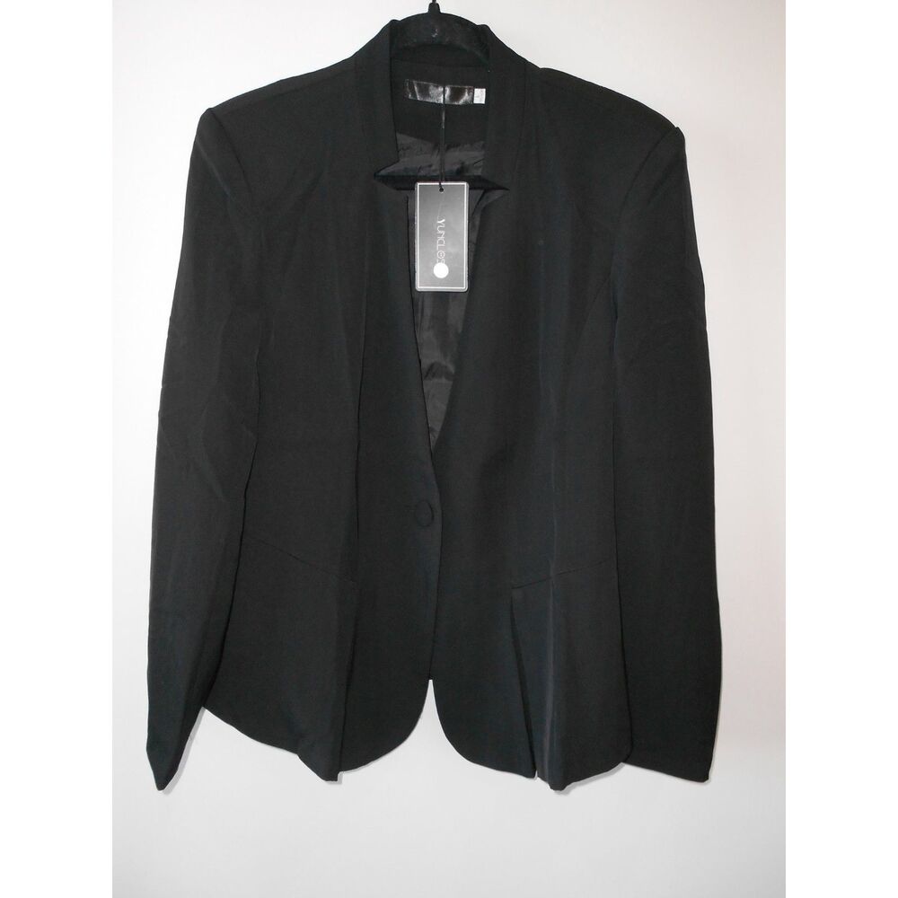 NWT Women's Large L Black Blazer Single Button
